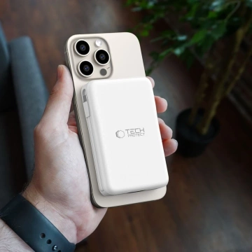 Magnetische Powerbank mit Kabel PB31 Lifemag Magsafe Power Bank 10000 mAh (Typ C Lightning) Weiß