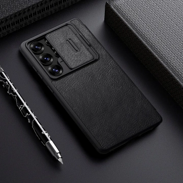 Hülle für Samsung Galaxy S25 Ultra Nillkin Qin Pro Schwarz mit Flip