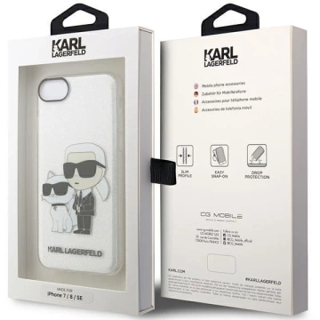Etui für das Telefon Karl Lagerfeld für das iPhone 7/8/SE 2020/2022 transparente Hardcase Gliter Karl