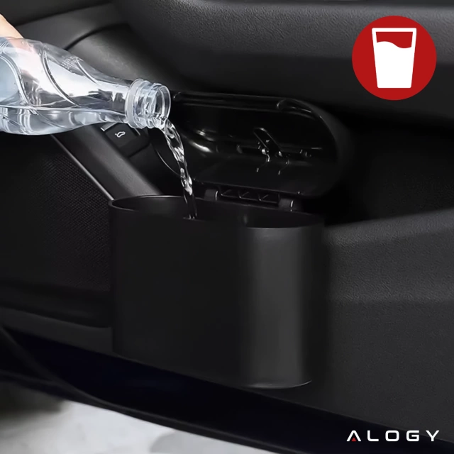 Samochodowy kosz na śmieci organizer mini mały przenośny śmietnik do samochodu auta domu Alogy czarny