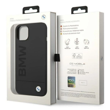 BMW BMHMP14MSLBLBK Handyhülle für Apple iPhone 14 Plus 6.7" schwarz/schwarz Hardcase Silikon Signature Logo Magsafe