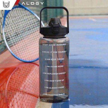 Große Flasche, Trinkflasche Alogy MotivHydro Motivational Messbecher 2l 2000ml Schwarz