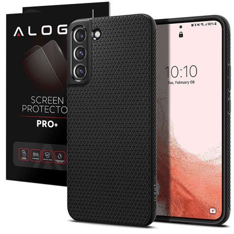 Etui obudowa Spigen Liquid Air do Samsung Galaxy S22 Matte Black + Szkło