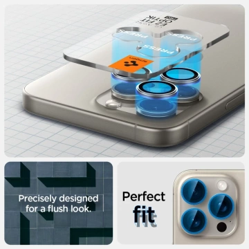 2 x Spigen Optik.TR „Ez Fit“ Kameraschutz für iPhone 14 Pro / Pro Max / 15 Pro / Pro Max, natürliches Titan