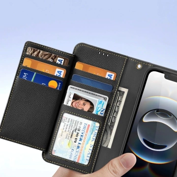Dux Ducis Lawa Schwarze iPhone 16e Hülle mit schwarzer MagSafe Wallet