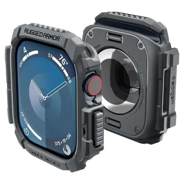 Apple Watch 10 Hülle (46 mm) Dunkelgrau Spigen Rugged Armor