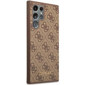 Etui Guess GUHCS23LG4GFBR für Samsung Galaxy S23 Ultra S918 brązowy/brown Hard Case 4G Metal Gold Logo