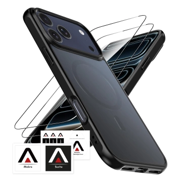 Hülle für Apple iPhone 16 Pro Max Alogy MagSafe Hybrid Matte Case Matte Cover mit Linsenschutz Schwarz