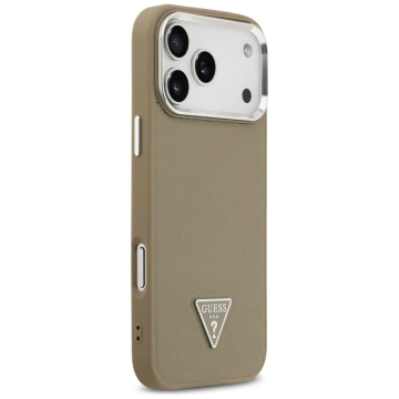 Etui Guess Grained Triangle Logo MagSafe do iPhone 17 Pro Max Brązowy