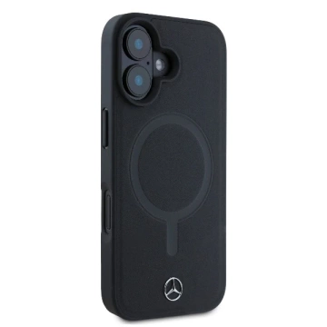 Mercedes Hülle für iPhone 16 6,1" Czarny MagSafe Hardcase Glattleder