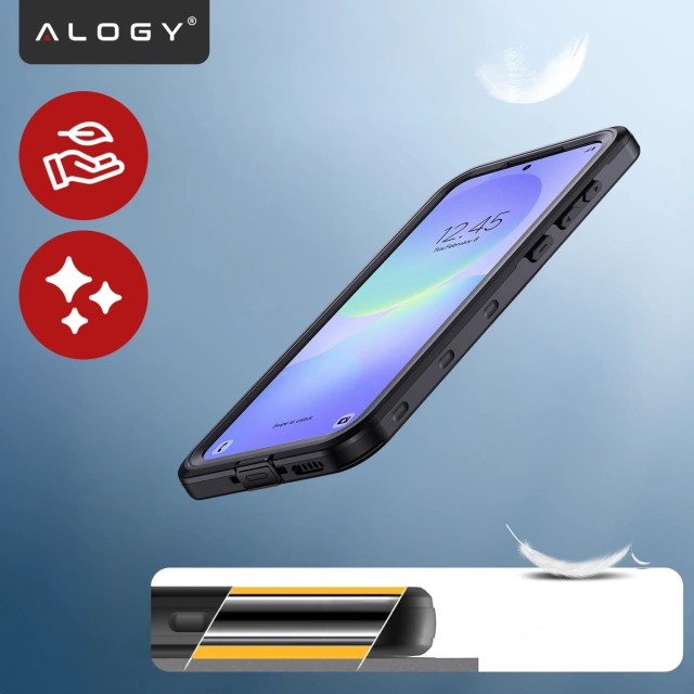 Etui Wodoodporne do Samsung Galaxy A56 5G 2025, Pancerna Obudowa 360° z Przezroczystym Tyłem, Alogy HydroArmor™ IP68 Case – Czarne