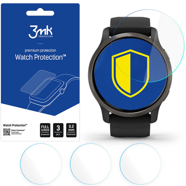 Folia ochronna 3x do Garmin Venu 2 Plus 3mk ARC na ekran Watch Protection™