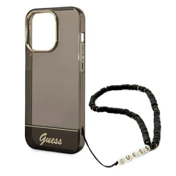 Etui Guess GUHCP14LHGCOHK do Apple iPhone 14 Pro 6,1" czarny/black hardcase Translucent Pearl Strap