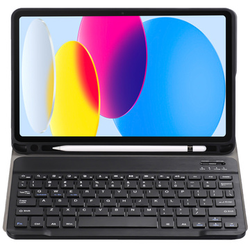 Schutzhülle mit kabelloser Tastatur Alogy Tastaturhülle mit Stylus-Halterung für Apple iPad 10.9 2022 aus schwarzem Glas