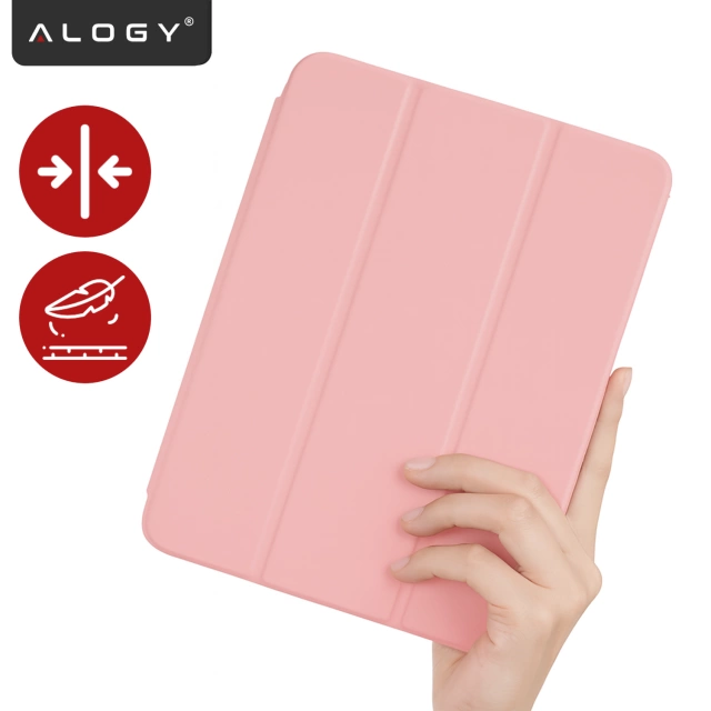 Etui do Apple iPad 11gen. 11" 2025 / 10gen. 10.9" 2022 Ochronne Hybrydowe z Miejscem na Rysik, Składana Okładka, Funkcja Podstawki, Alogy HybridBook™ Case – Różowe