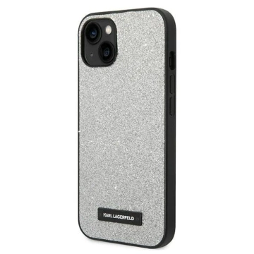 Karl Lagerfeld KLHCP14MG2ELS Schutzhülle für Apple iPhone 14 Plus 6,7" Hardcase Silber/Silber Glitter Plaque Logo