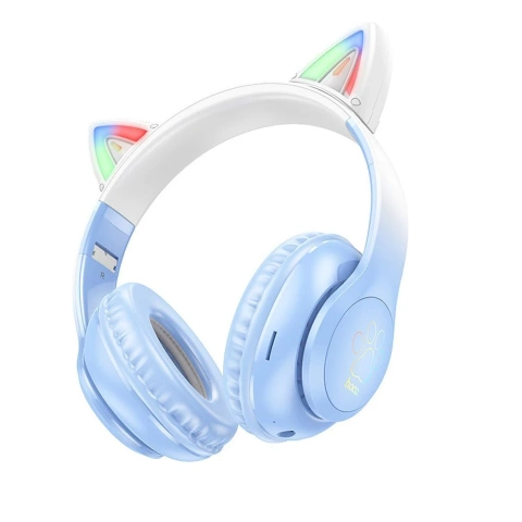 Słuchawki bezprzewodowe nauszne Bluetooth HOCO W42 Kocie Uszy Błękitny Niebieski