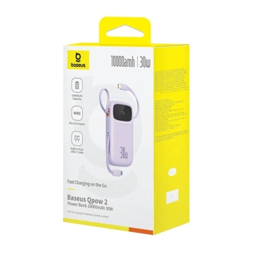 Baseus QPow 2 Powerbank 10000 mAh 30 W 2xUSB-C Lila