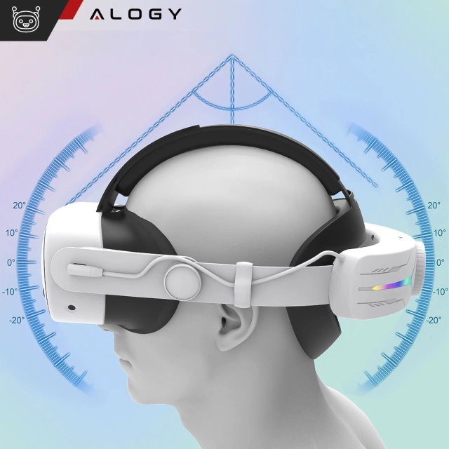 Regulowany wymienny pasek opaska Alogy Akumulator 12000 mAh do Meta Quest 3 Elite Color RGB