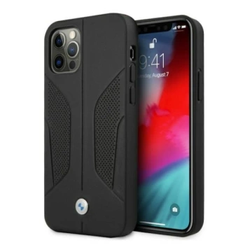 Etui für das Telefon BMW BMHCP12LRSCSK für das Apple iPhone 12 Pro Max 6,7" Czarny/Black Hardcase Leather Perforate Sides