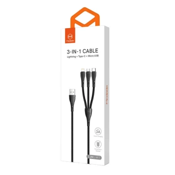 Kabel 3w1 USB zu USB-C / Lightning / Micro USB, Mcdodo CA-6960, 1.2m (schwarz)