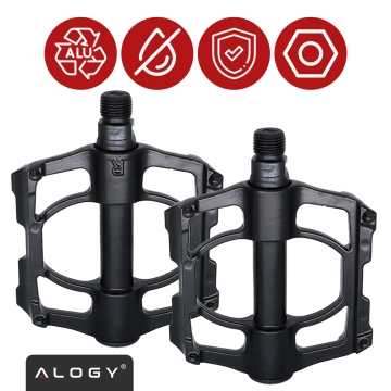 Plattform-Fahrradpedale für MTB-Fahrräder, Aluminium 9/16" Schwarzes Aluminium-Set [2 Stk.]