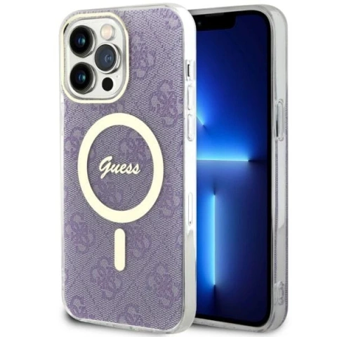 Guess GUHMP14XH4STU Handyhülle für Apple iPhone 14 Pro Max 6,7 Zoll Lila/Lila Hardcase 4G MagSafe