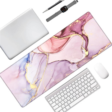 Schreibtischunterlage für Maus und Tastatur. Rutschfeste Gaming-Schutzmatte xxl 88x40 Alogy Marble Pink