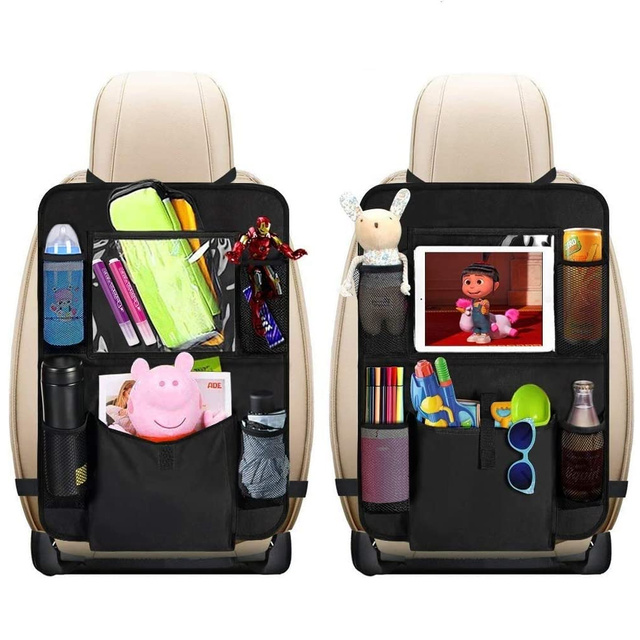 Organizer samochodowy na fotel pokrowiec podróżny do auta ochraniacz + 2x uchwyt na zagłówek 4in1