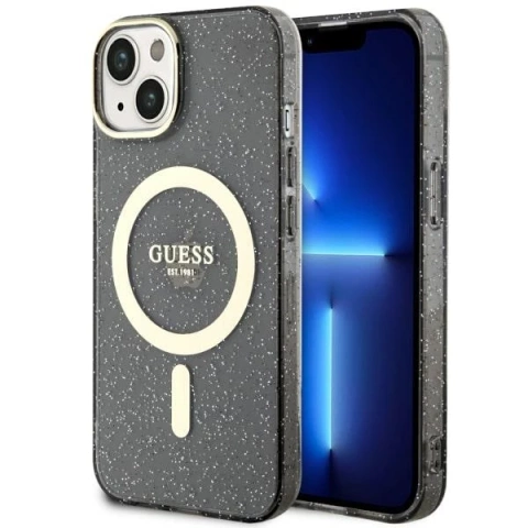 Etui Guess GUHMP14SHCMCGK für iPhone 14 6,1" Hardcase Glitter Gold MagSafe
