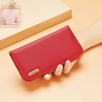 Dux Ducis Hivo Leather Flip Cover Echtleder Geldbörse für Karten und Dokumente iPhone 14 Braun