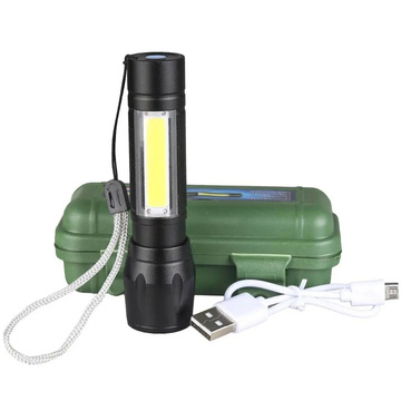 Taktische Taschenlampe Mini Classic Light 9cm LED COB T6 mit verstellbarer Zoom-Tasche schwarz