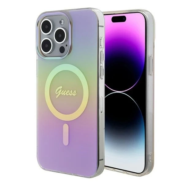 Etui Guess GUHMP15XHITSP für iPhone 15 Pro Max 6,7" rot/rosa Hardcase IML Iridescent MagSafe