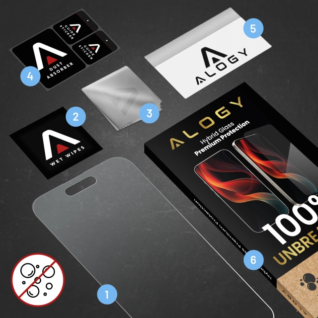Szkło "NIETŁUKĄCE" do Apple iPhone 16 Pro hybrydowe Alogy Flexi Full Glass 9H płaskie na cały ekran