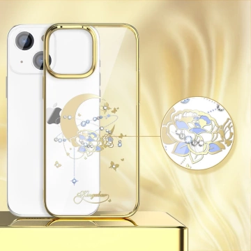 Kingxbar Moon Series Luxury Case mit Swarovski-Kristallen für iPhone 13 Gold (Blume)