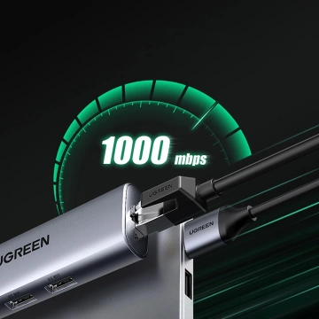 Adapter Ugreen CM266 USB-A 3.0 RJ45 3x USB-A micro USB Hub 5w1 Szary