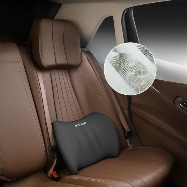 2x Poduszka samochodowa lędźwiowa wspierająca plecy lędźwia pianka zapamiętująca biurowa Czarna