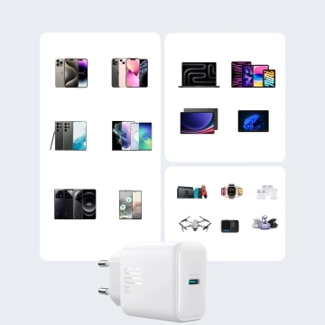 Joyroom USB-C PD 30 W QC SFC Netzwerk-Ladegerät – weißes USB-C-Kabel 1 m