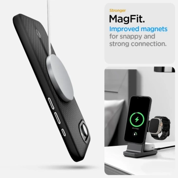Etui für iPhone 16e Spigen Enzo Aramid Mag MagSafe Mattschwarz