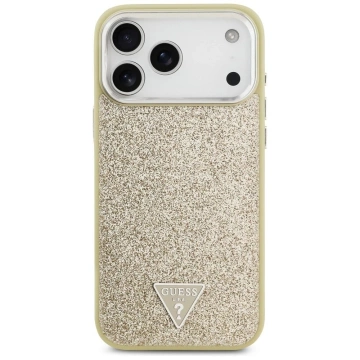 Etui Guess Glitter Triangle Logo MagSafe na iPhone 17 Pro Max - Złote