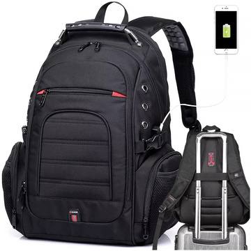Bange Wasserdichter Rucksack, Laptoptasche, 15 Zoll, Stadtreise, 48 x 35 x 23 cm, für Arbeit, Schule, Flugzeug, Herren, Damen, USB, Schwarz