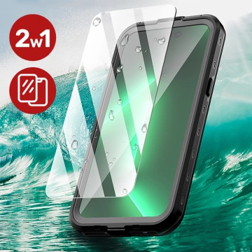 Hülle für iPhone 15 wasserdicht Mag Safe Case gepanzertes wasserdichtes Gehäuse schwarz und grau