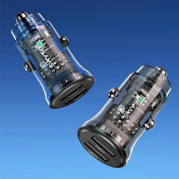 USAMS Ładowarka samochodowa C31 3A 2xUSB-A Fast Charge niebieski/blue CC162CC02 (US-CC162)