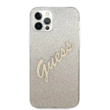 Guess GUHCP12LPCUGLSGO iPhone 12 Pro Max 6,7" złoty/gold Hardcase Glitter Gradient Script