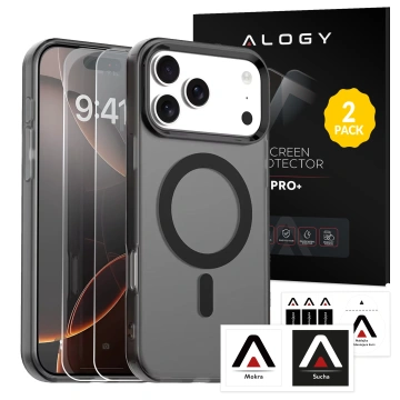 Hülle für Apple iPhone 16 Pro Max Alogy MagSafe Hybrid Matte Case Matte Cover mit Linsenschutz Schwarz