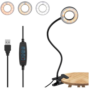 Lampe flexibler Ring Lampe Alogy Clipring für Schreibtisch flexible Universalfernbedienung USB Schwarz
