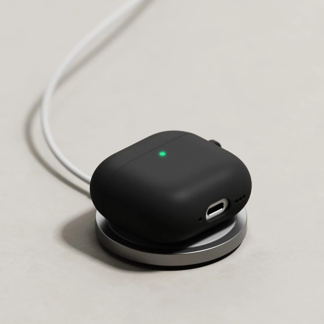 Etui do Apple AirPods 4 Ringke Silicone Black + Karabińczyk