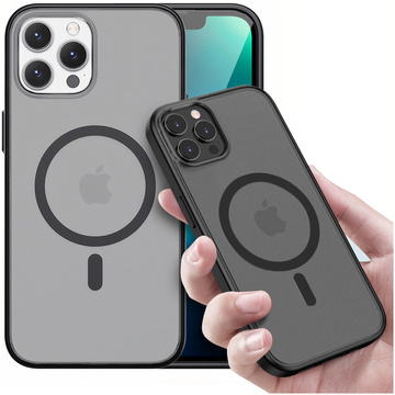 Etui matowe Alogy MagCase do MagSafe obudowa z pierścieniem magnetycznym do Apple iPhone 12/ 12 Pro Czarne + Szkło