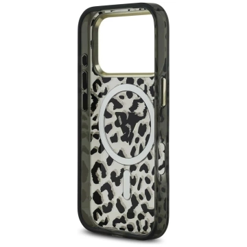 Etui Guess MagSafe do iPhone 17 Pro Leopard Glitter Black