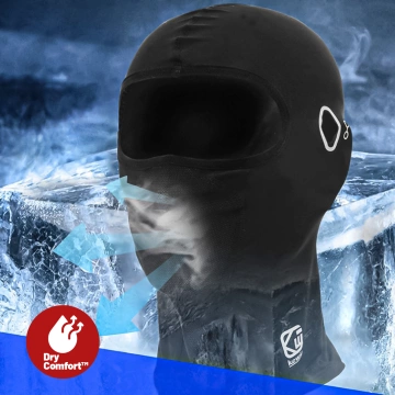 Kewig Motorrad-Sturmhaube, atmungsaktiv und winddicht, für Motorräder und Roller unter dem Helm geeignet, schnelltrocknend, feuchtigkeitsableitend, antibakteriell und mit UV-Schutz – Schwarz